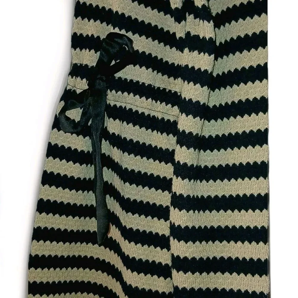 Sanctuary Breton Stripe Sweater L Black Cream Bell Sleeve Parisian Style